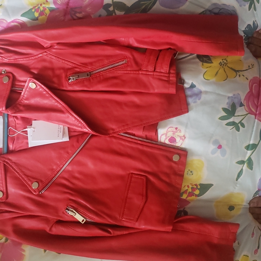 Genuine Red leather Walter Baker biker jacket
